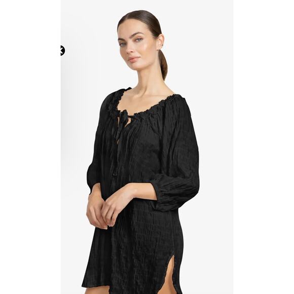 Robin Piccone Size M Fiona Black 3/4 Sleeve Cover up Tunic Boho - Picture 1 of 6